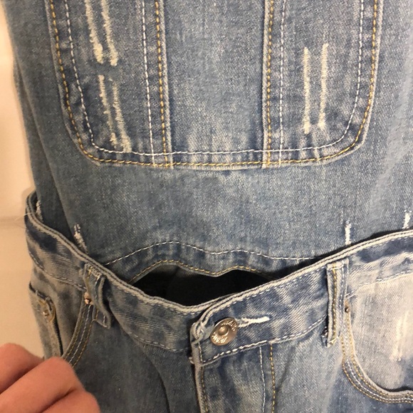 Distressed Jean Overalls (Size Small) - Picture 4 of 7